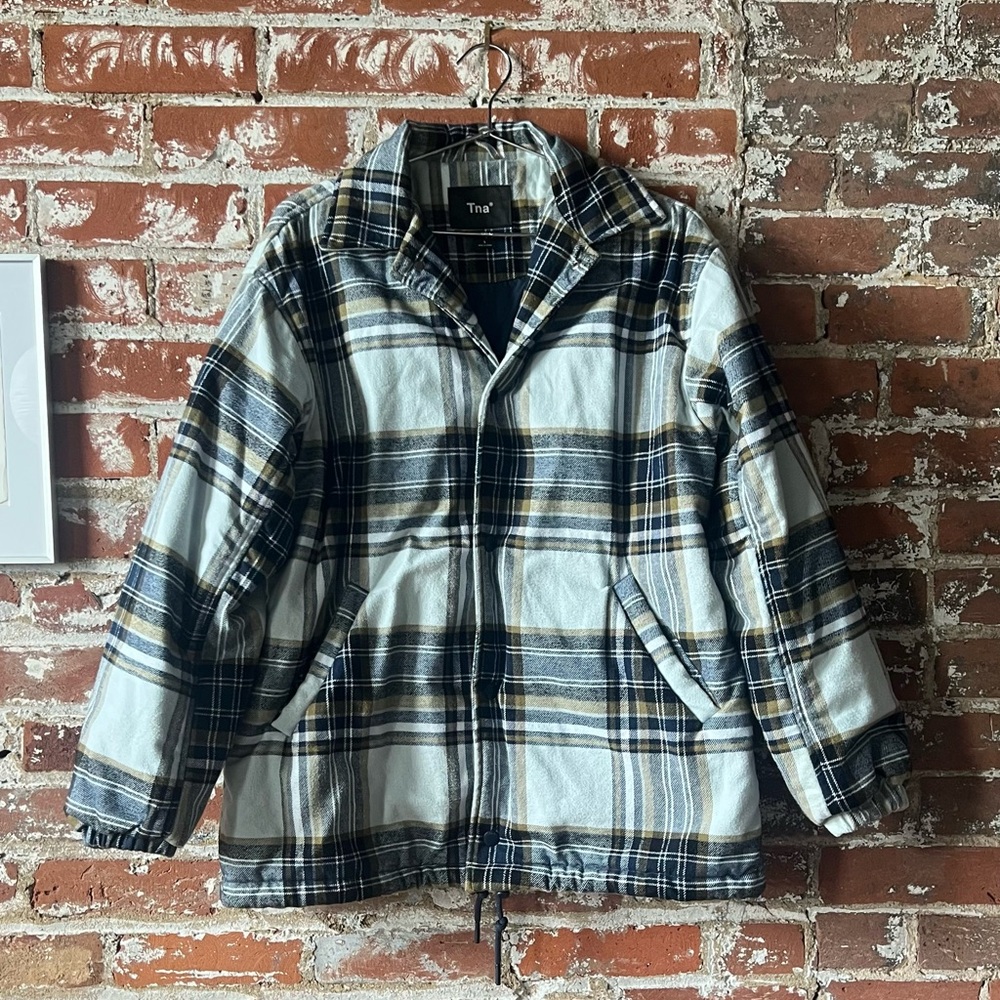 Aritzia Flannel Coaches Jacket 💙💛